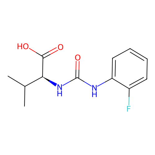 N-[(2-fluorophenyl)carbamoyl]-L-valine structure