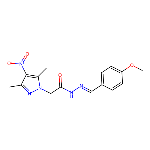 (E)-2-(3,5-dimethyl-4-nitro-1H-pyrazol-1-yl)-N'-(4-methoxybenzylidene)acetohydrazide structure