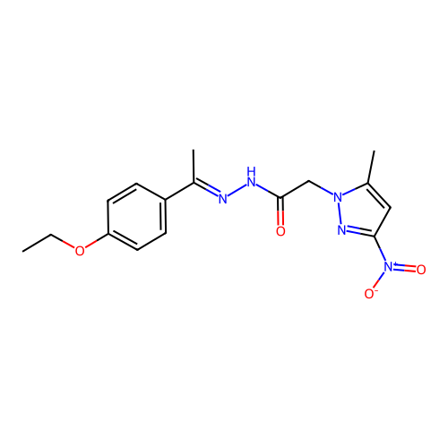 N'-[(1E)-1-(4-ethoxyphenyl)ethylidene]-2-(5-methyl-3-nitro-1H-pyrazol-1-yl)acetohydrazide structure