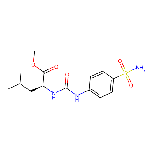(S)-methyl 4-methyl-2-(3-(4-sulfamoylphenyl)ureido)pentanoate structure