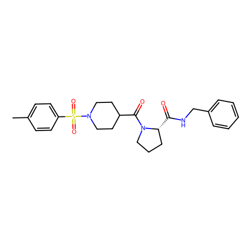 (S)-N-benzyl-1-(1-tosylpiperidine-4-carbonyl)pyrrolidine-2-carboxamide structure