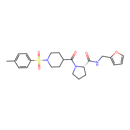 (S)-N-(furan-2-ylmethyl)-1-(1-tosylpiperidine-4-carbonyl)pyrrolidine-2-carboxamide structure
