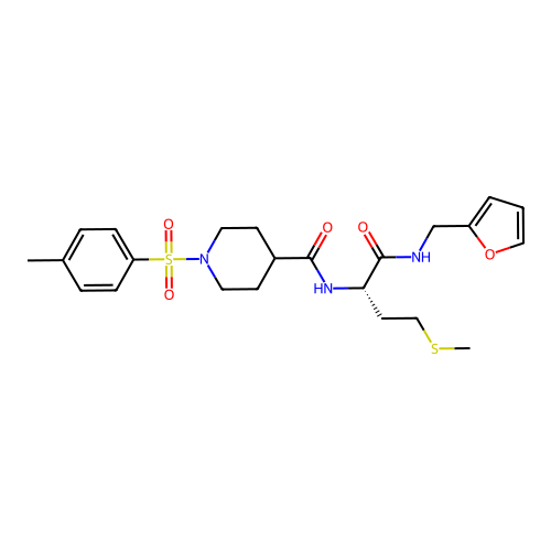 (S)-N-(1-((furan-2-ylmethyl)amino)-4-(methylthio)-1-oxobutan-2-yl)-1-tosylpiperidine-4-carboxamide structure
