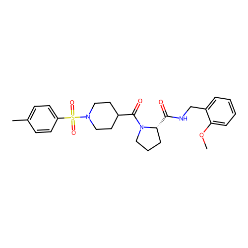 (S)-N-(2-methoxybenzyl)-1-(1-tosylpiperidine-4-carbonyl)pyrrolidine-2-carboxamide structure