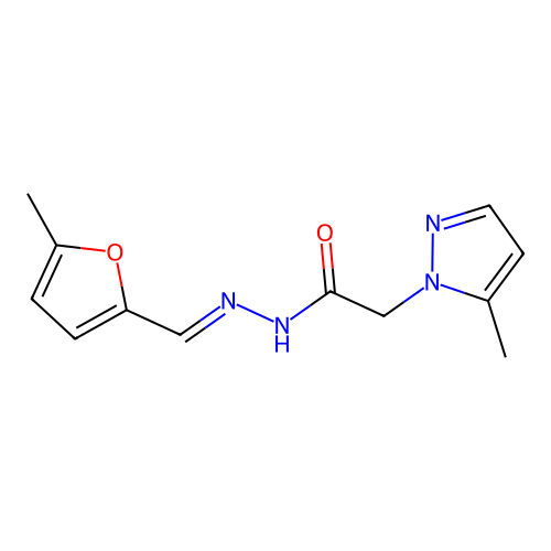 (5-Methyl-pyrazol-1-yl)-acetic acid [1-(5-methyl-furan-2-yl)-meth-(E)-ylidene]-hydrazide structure