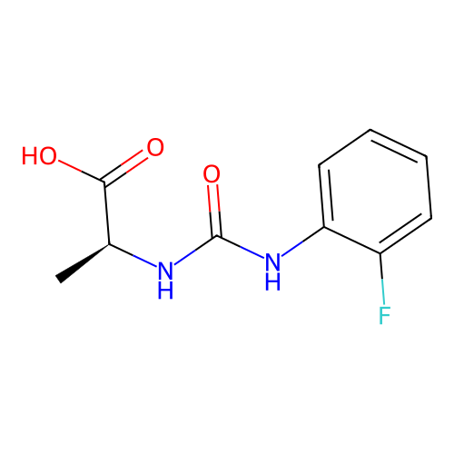 N-[(2-fluorophenyl)carbamoyl]-L-alanine structure