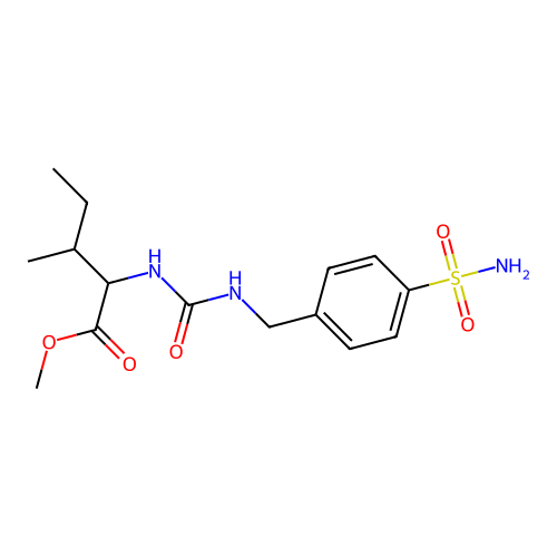 methyl N-[(4-sulfamoylbenzyl)carbamoyl]isoleucinate structure