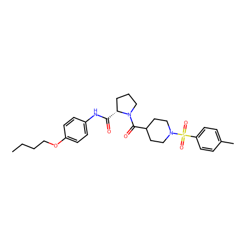 (S)-N-(4-butoxyphenyl)-1-(1-tosylpiperidine-4-carbonyl)pyrrolidine-2-carboxamide structure