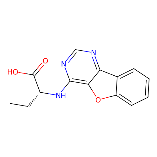(2R)-2-([1]benzofuro[3,2-d]pyrimidin-4-ylamino)butanoic acid structure