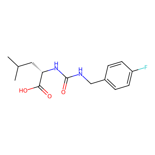 (S)-2-[3-(4-Fluoro-benzyl)-ureido]-4-methyl-pentanoic acid structure