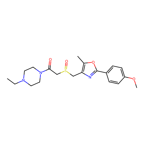 1-(4-Ethylpiperazin-1-yl)-2-(((2-(4-methoxyphenyl)-5-methyloxazol-4-yl)methyl)sulfinyl)ethan-1-one structure