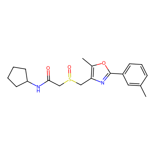 N-cyclopentyl-2-[[5-methyl-2-(3-methylphenyl)-1,3-oxazol-4-yl]methylsulfinyl]acetamide structure
