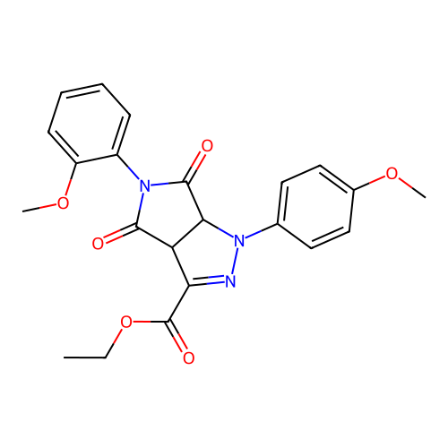 ethyl 5-(2-methoxyphenyl)-1-(4-methoxyphenyl)-4,6-dioxo-1,3a,4,5,6,6a-hexahydropyrrolo[3,4-c]pyrazole-3-carboxylate structure
