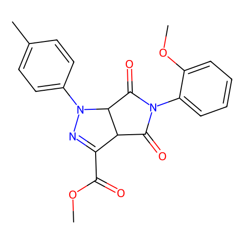 5-(2-Methoxy-phenyl)-4,6-dioxo-1-p-tolyl-1,3a,4,5,6,6a-hexahydro-pyrrolo[3,4-c]pyrazole-3-carboxylic  acid methyl ester structure