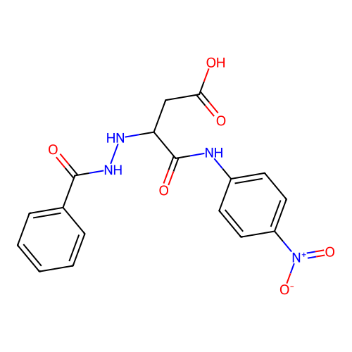 3-(N'-Benzoyl-hydrazino)-N-(4-nitro-phenyl)-succinamic acid structure