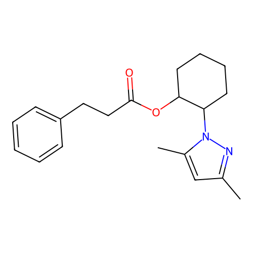 [2-(3,5-Dimethylpyrazol-1-yl)cyclohexyl] 3-phenylpropanoate structure