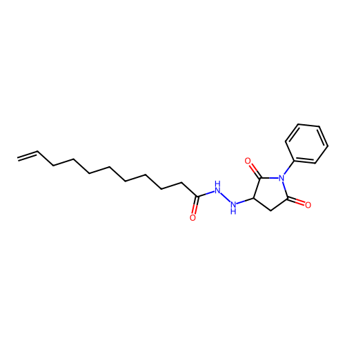 N'-(2,5-dioxo-1-phenylpyrrolidin-3-yl)undec-10-enehydrazide structure