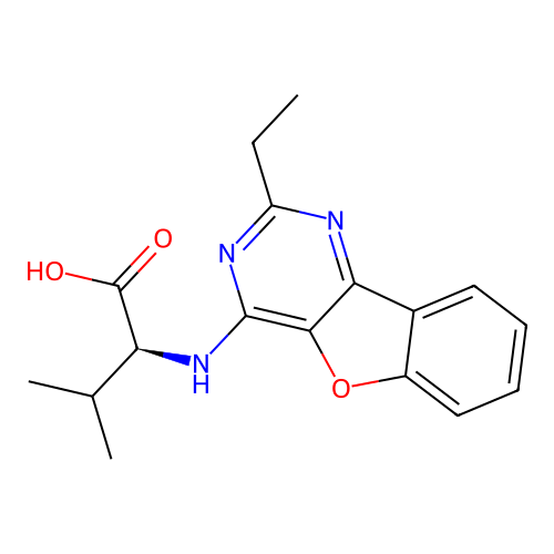 (S)-2-((2-ethylbenzofuro[3,2-d]pyrimidin-4-yl)amino)-3-methylbutanoic acid structure