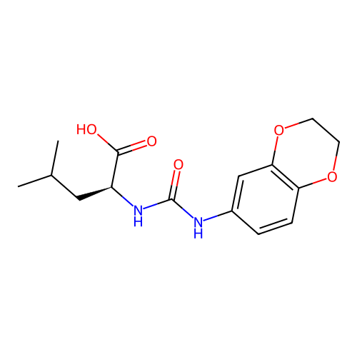 (2S)-2-(2,3-dihydro-1,4-benzodioxin-6-ylcarbamoylamino)-4-methylpentanoic acid structure