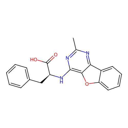 (S)-2-((2-methylbenzofuro[3,2-d]pyrimidin-4-yl)amino)-3-phenylpropanoic acid structure