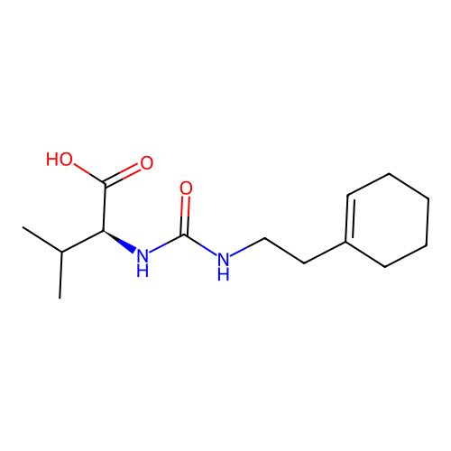 (S)-2-[3-(2-Cyclohex-1-enyl-ethyl)-ureido]-3-methyl-butyric acid structure