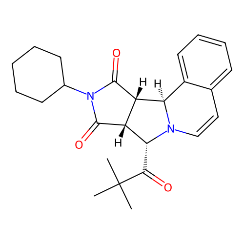 (8S,8aR,11aS,11bS)-10-Cyclohexyl-8-(2,2-dimethyl-propionyl)-8,8a,11a,11b-tetrahydro-pyrrolo[3',4':3, 4]pyrrolo[2,1-a]isoquinoline-9,11-dione structure