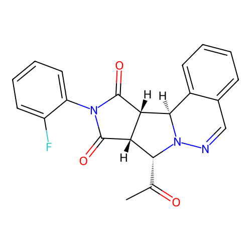(8S,8aR,11aS,11bS)-8-acetyl-10-(2-fluorophenyl)-11a,11b-dihydro-8H-pyrrolo[3',4':3,4]pyrrolo[2,1-a]phthalazine-9,11(8aH,10H)-dione structure
