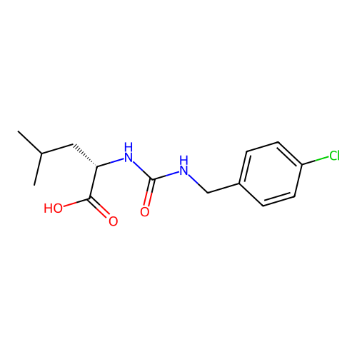N-[(4-chlorobenzyl)carbamoyl]-L-leucine structure