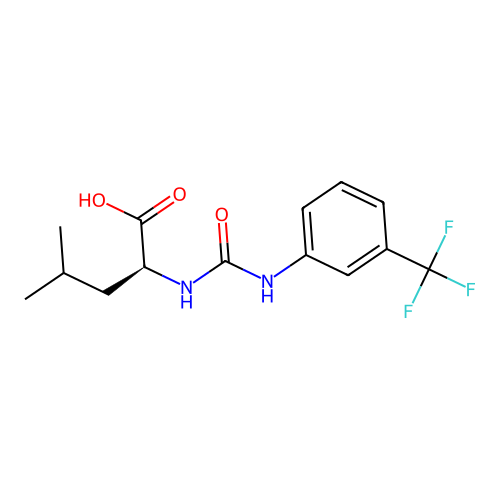 N-{[3-(trifluoromethyl)phenyl]carbamoyl}-L-leucine structure