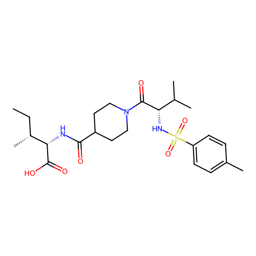 (2S,3R)-3-methyl-2-(1-((S)-3-methyl-2-(4-methylphenylsulfonamido)butanoyl)piperidine-4-carboxamido)pentanoic acid structure