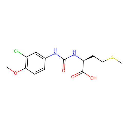 N-[(3-chloro-4-methoxyphenyl)carbamoyl]-L-methionine structure