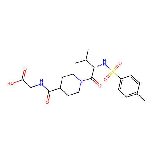 (S)-2-(1-(3-methyl-2-(4-methylphenylsulfonamido)butanoyl)piperidine-4-carboxamido)acetic acid structure