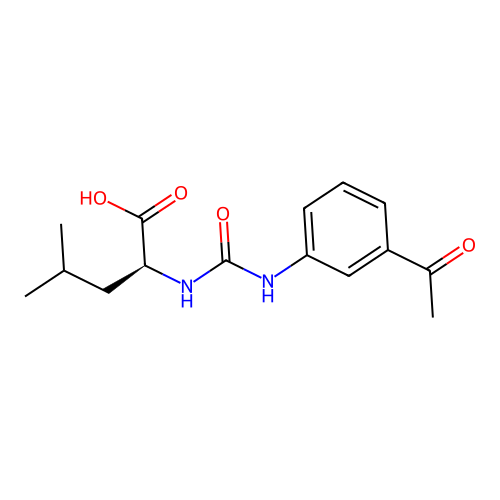N-[(3-acetylphenyl)carbamoyl]-L-leucine structure