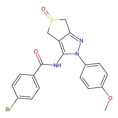 4-bromo-N-[2-(4-methoxyphenyl)-5-oxo-4,6-dihydrothieno[3,4-c]pyrazol-3-yl]benzamide structure