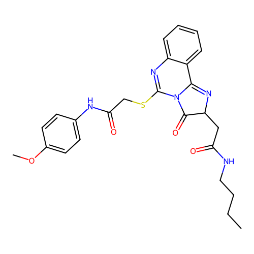 2-({2-[(butylcarbamoyl)methyl]-3-oxo-2H,3H-imidazo[1,2-c]quinazolin-5-yl}sulfanyl)-N-(4-methoxyphenyl)acetamide structure