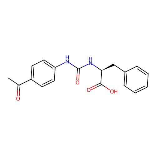 (S)-2-(3-(4-acetylphenyl)ureido)-3-phenylpropanoic acid structure