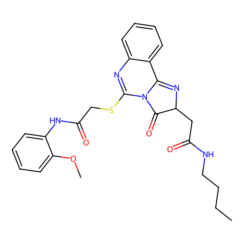 2-({2-[(butylcarbamoyl)methyl]-3-oxo-2H,3H-imidazo[1,2-c]quinazolin-5-yl}sulfanyl)-N-(2-methoxyphenyl)acetamide structure