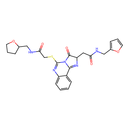2-{[2-({[(furan-2-yl)methyl]carbamoyl}methyl)-3-oxo-2H,3H-imidazo[1,2-c]quinazolin-5-yl]sulfanyl}-N-[(oxolan-2-yl)methyl]acetamide structure