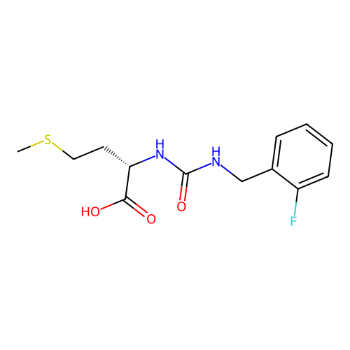 N-[(2-fluorobenzyl)carbamoyl]-L-methionine structure