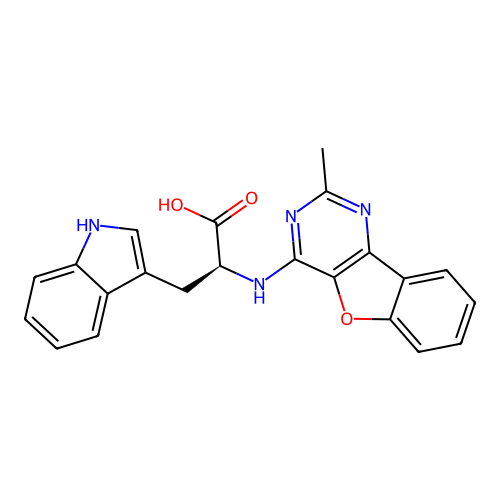 (S)-3-(1H-indol-3-yl)-2-((2-methylbenzofuro[3,2-d]pyrimidin-4-yl)amino)propanoic acid structure