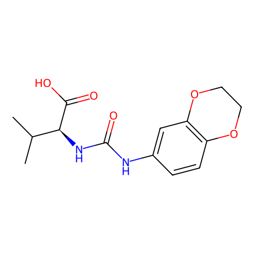 N-(2,3-dihydro-1,4-benzodioxin-6-ylcarbamoyl)-L-valine structure