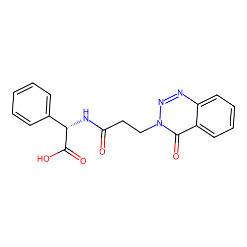 (2S)-{[3-(4-oxo-1,2,3-benzotriazin-3(4H)-yl)propanoyl]amino}(phenyl)ethanoic acid structure