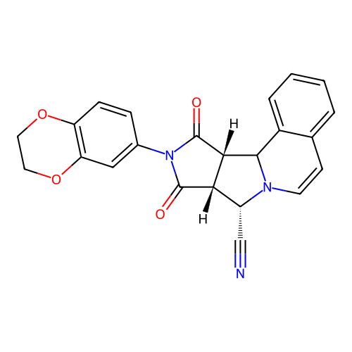 (8S,8aR,11aS)-10-(2,3-dihydrobenzo[b][1,4]dioxin-6-yl)-9,11-dioxo-8a,9,10,11,11a,11b-hexahydro-8H-pyrrolo[3',4':3,4]pyrrolo[2,1-a]isoquinoline-8-carbonitrile structure