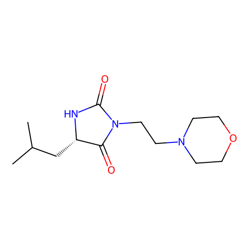 (5S)-5-(2-methylpropyl)-3-[2-(morpholin-4-yl)ethyl]imidazolidine-2,4-dione structure