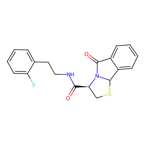 (3R)-N-(2-fluorophenethyl)-5-oxo-2,3,5,9b-tetrahydrothiazolo[2,3-a]isoindole-3-carboxamide structure