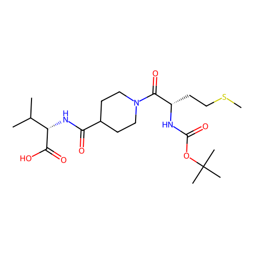N-({1-[N-(tert-butoxycarbonyl)-L-methionyl]piperidin-4-yl}carbonyl)-L-valine structure