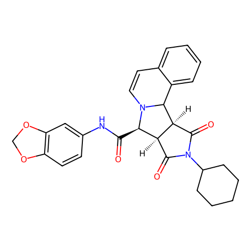 (8S,8aR,11aS)-N-(benzo[d][1,3]dioxol-5-yl)-10-cyclohexyl-9,11-dioxo-8a,9,10,11,11a,11b-hexahydro-8H-pyrrolo[3',4':3,4]pyrrolo[2,1-a]isoquinoline-8-carboxamide structure