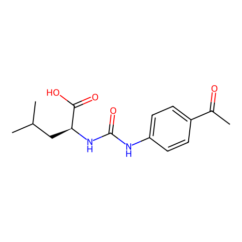 N-[(4-acetylphenyl)carbamoyl]-L-leucine structure