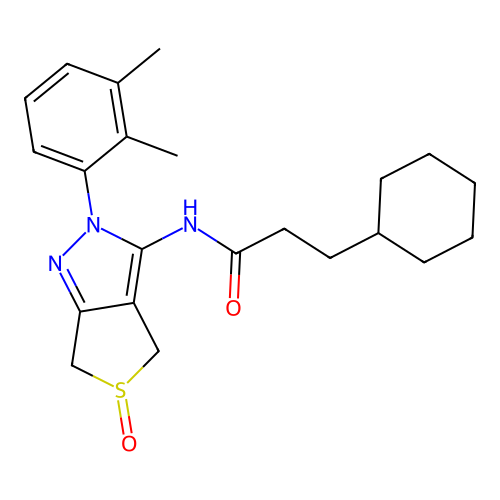3-cyclohexyl-N-[2-(2,3-dimethylphenyl)-5-oxo-4,6-dihydrothieno[3,4-c]pyrazol-3-yl]propanamide structure