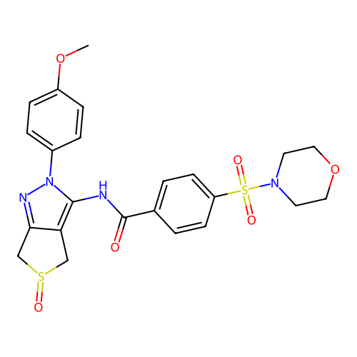 N-(2-(4-methoxyphenyl)-5-oxido-4,6-dihydro-2H-thieno[3,4-c]pyrazol-3-yl)-4-(morpholinosulfonyl)benzamide structure